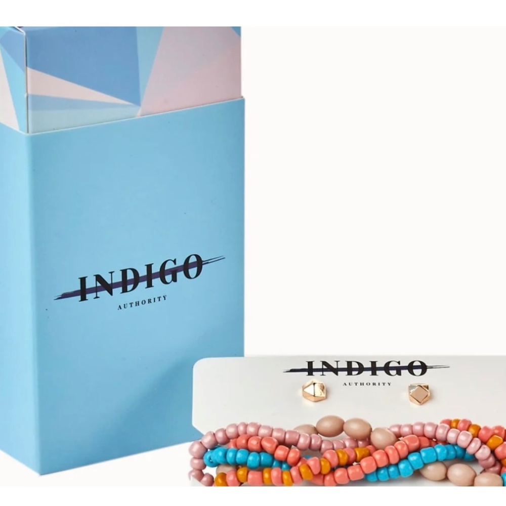 (3/30$) Indigo Authority Monarch Beaded Bracelet + Earrings Set